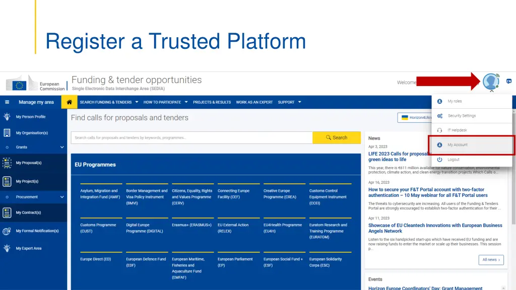 register a trusted platform