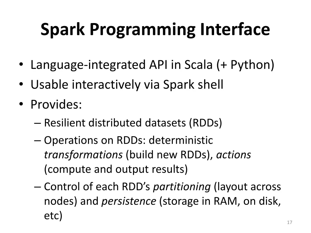 spark programming interface