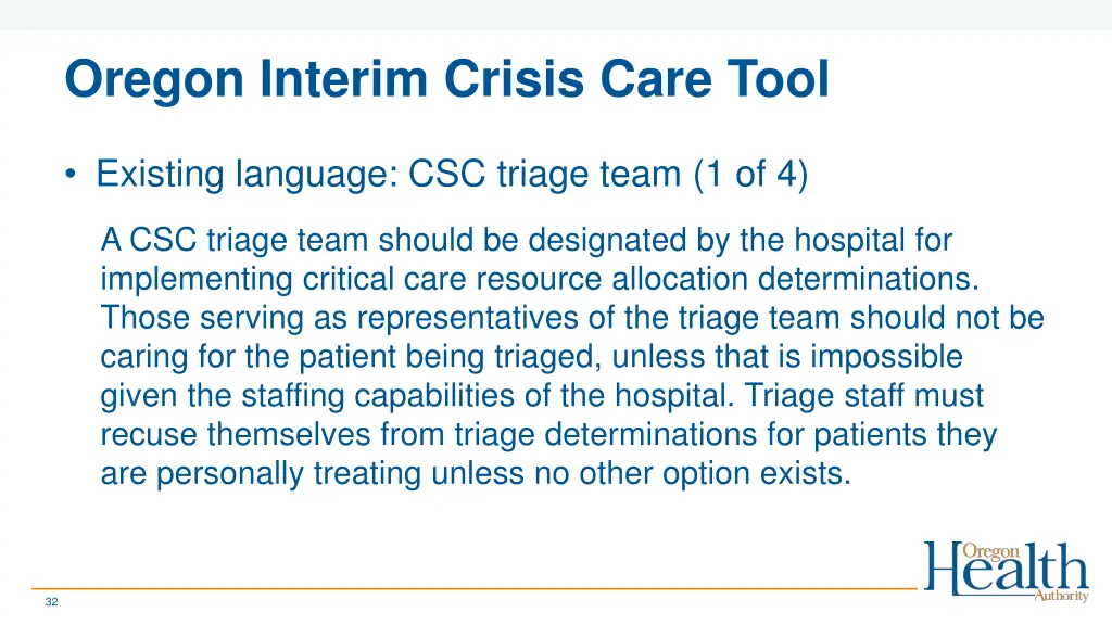 oregon interim crisis care tool