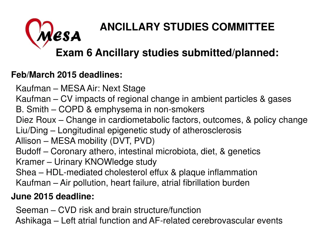 ancillary studies committee 3