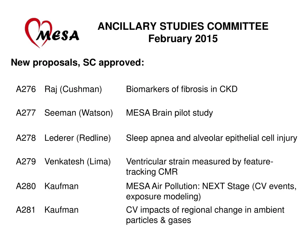 ancillary studies committee february 2015 2