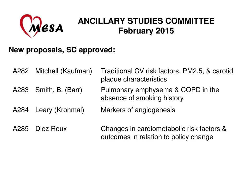 ancillary studies committee february 2015 3