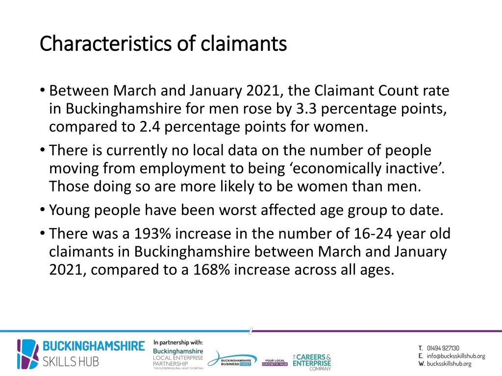 characteristics of claimants characteristics