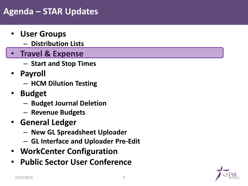 agenda star updates 2