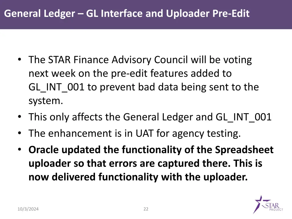 general ledger gl interface and uploader pre edit