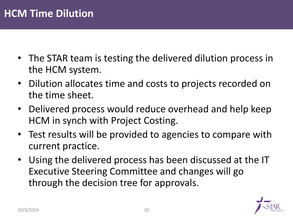 hcm time dilution