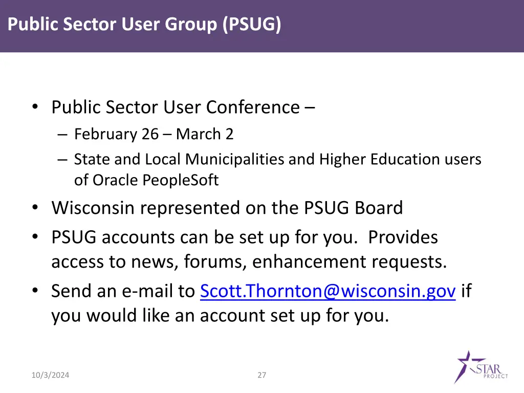 public sector user group psug