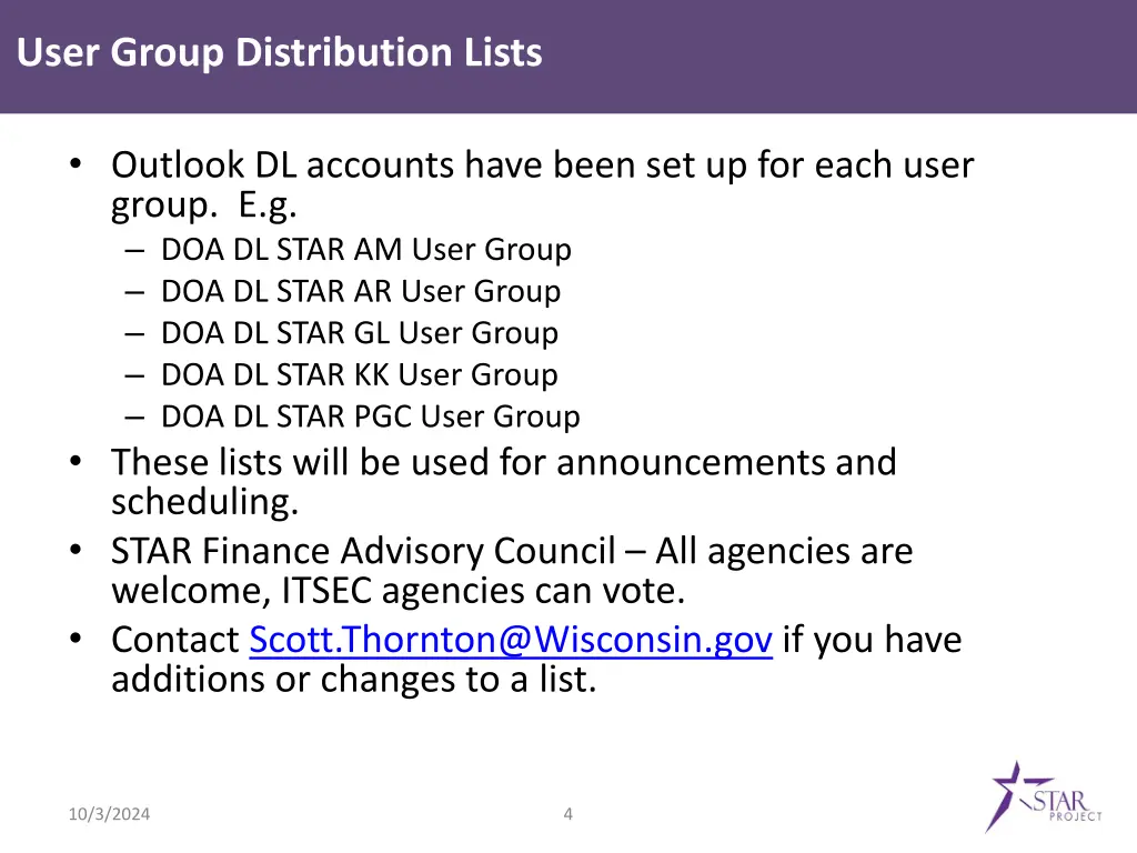 user group distribution lists