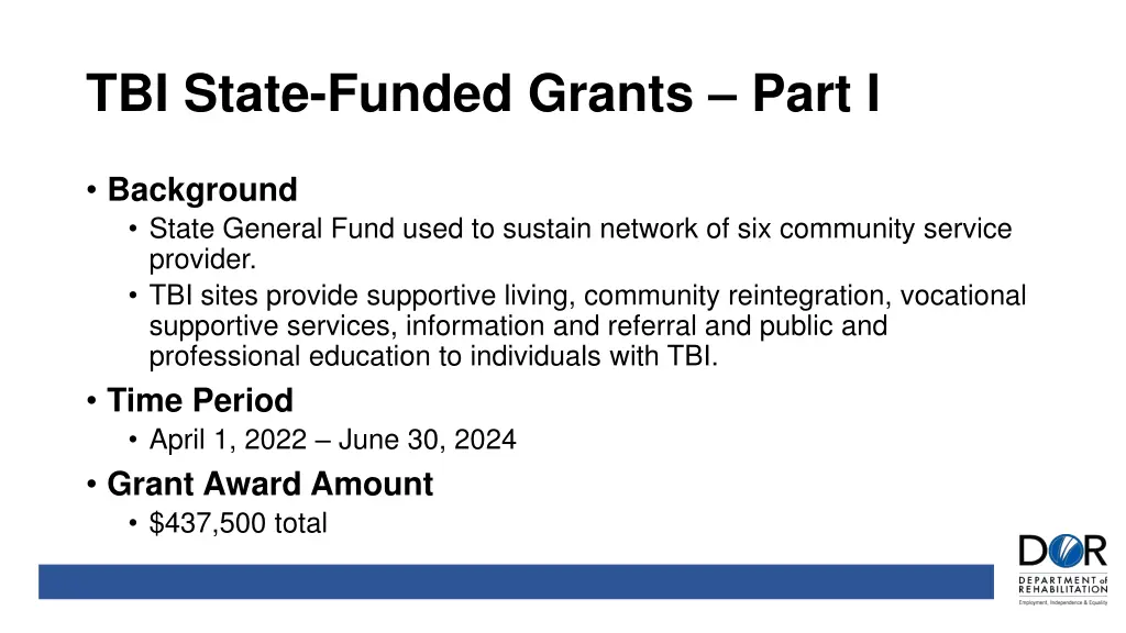 tbi state funded grants part i