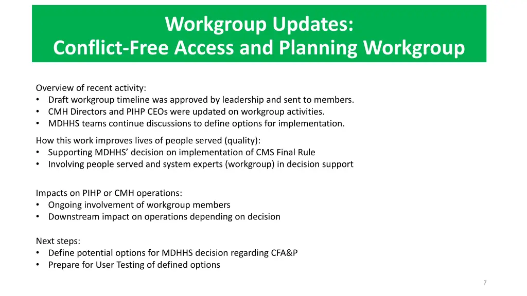 workgroup updates