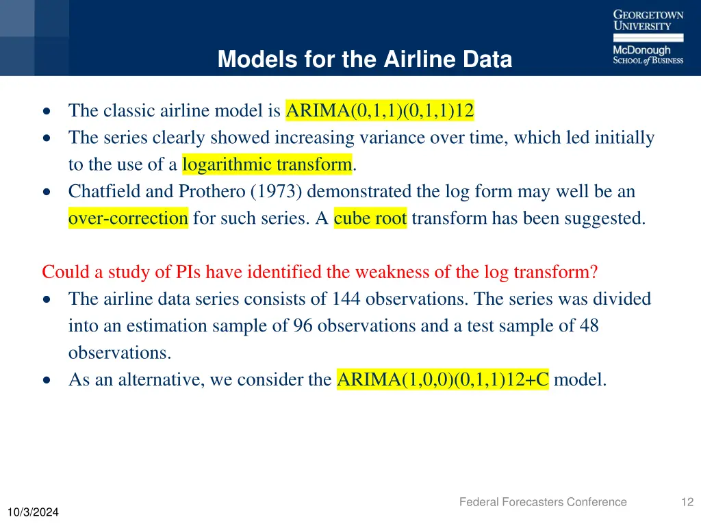 models for the airline data