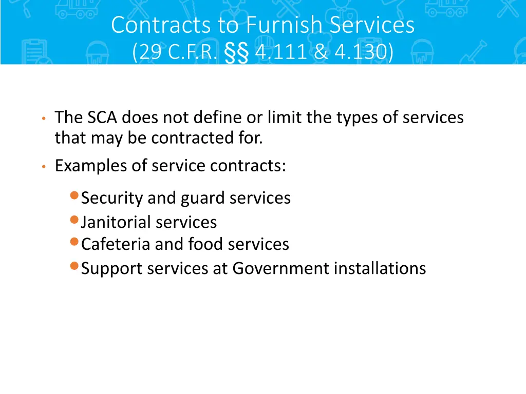 contracts to furnish services 29 c f r 4 111 4 130