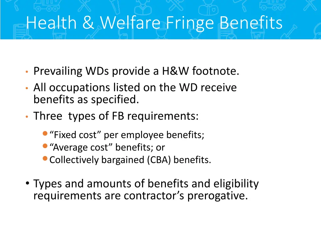 health welfare fringe benefits