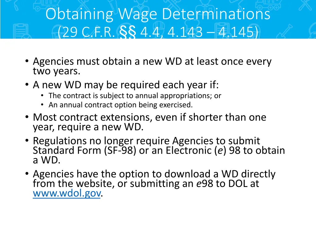 obtaining wage determinations