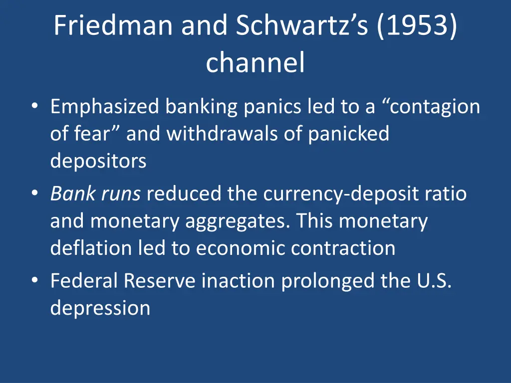 friedman and schwartz s 1953 channel