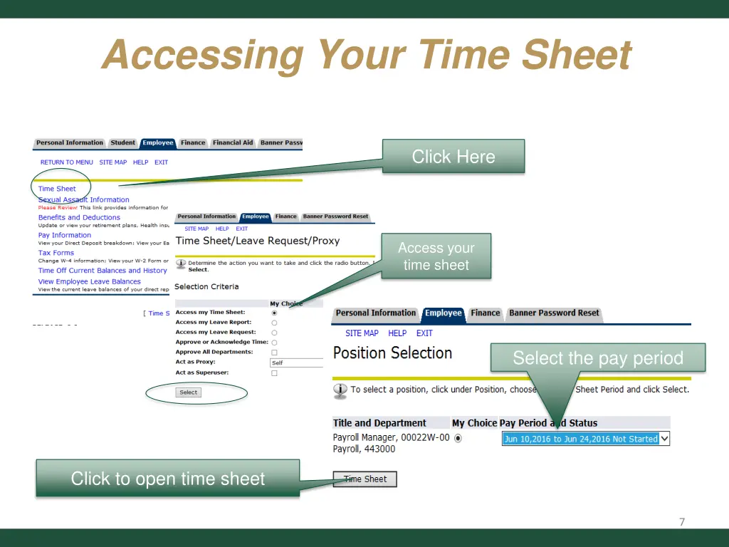 accessing your time sheet