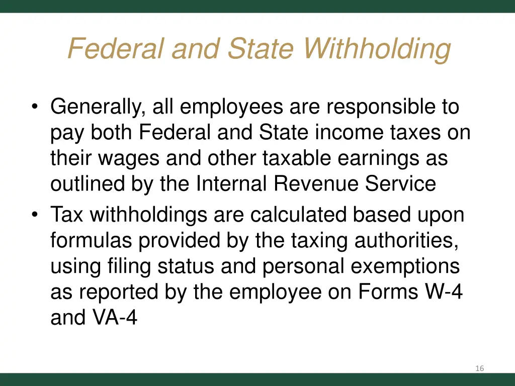 federal and state withholding