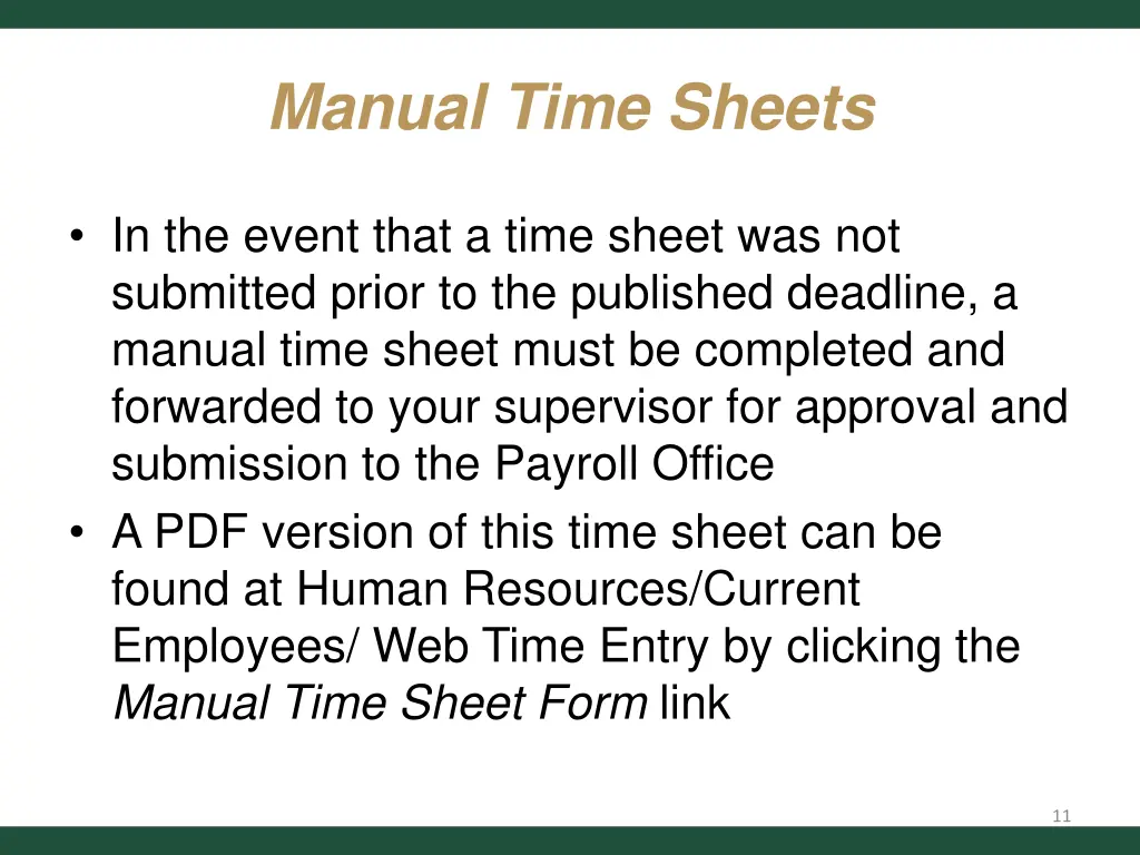 manual time sheets