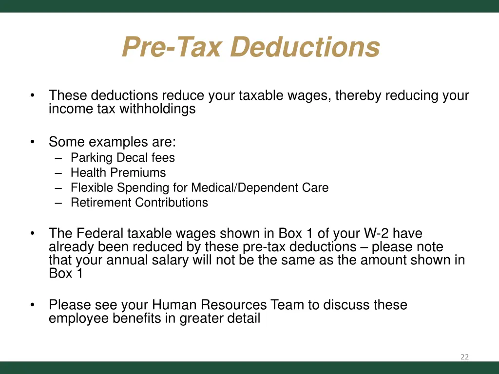 pre tax deductions 1