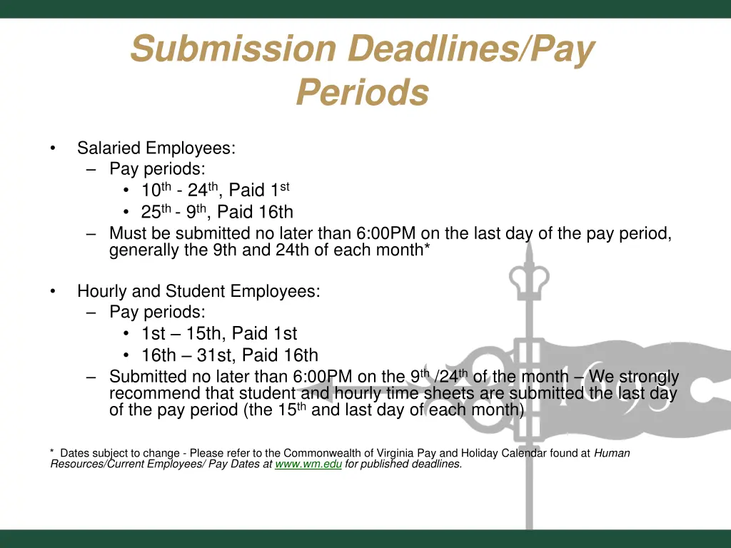 submission deadlines pay periods