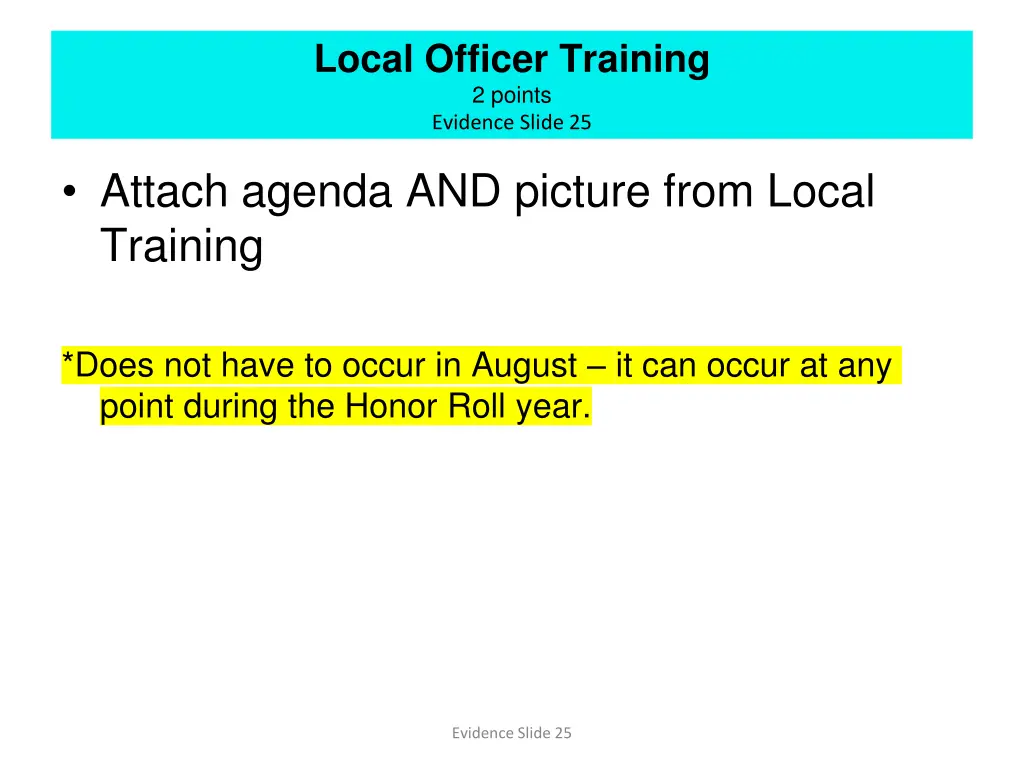 local officer training 2 points evidence slide 25