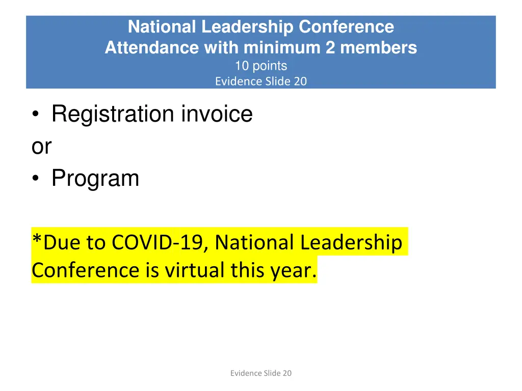 national leadership conference attendance with