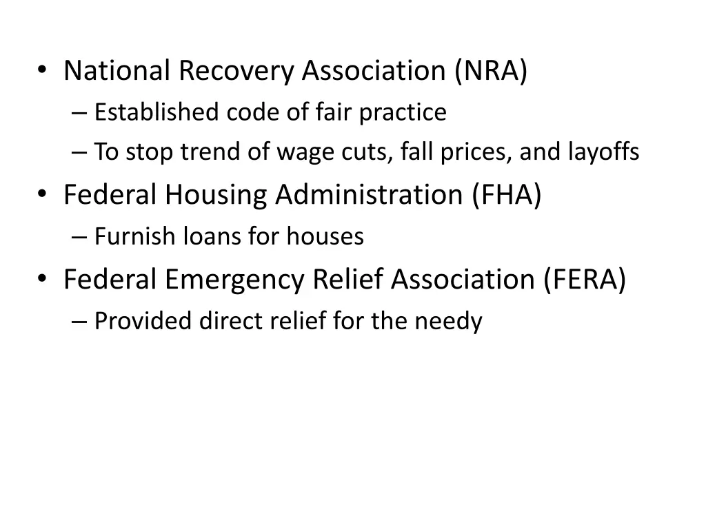 national recovery association nra established