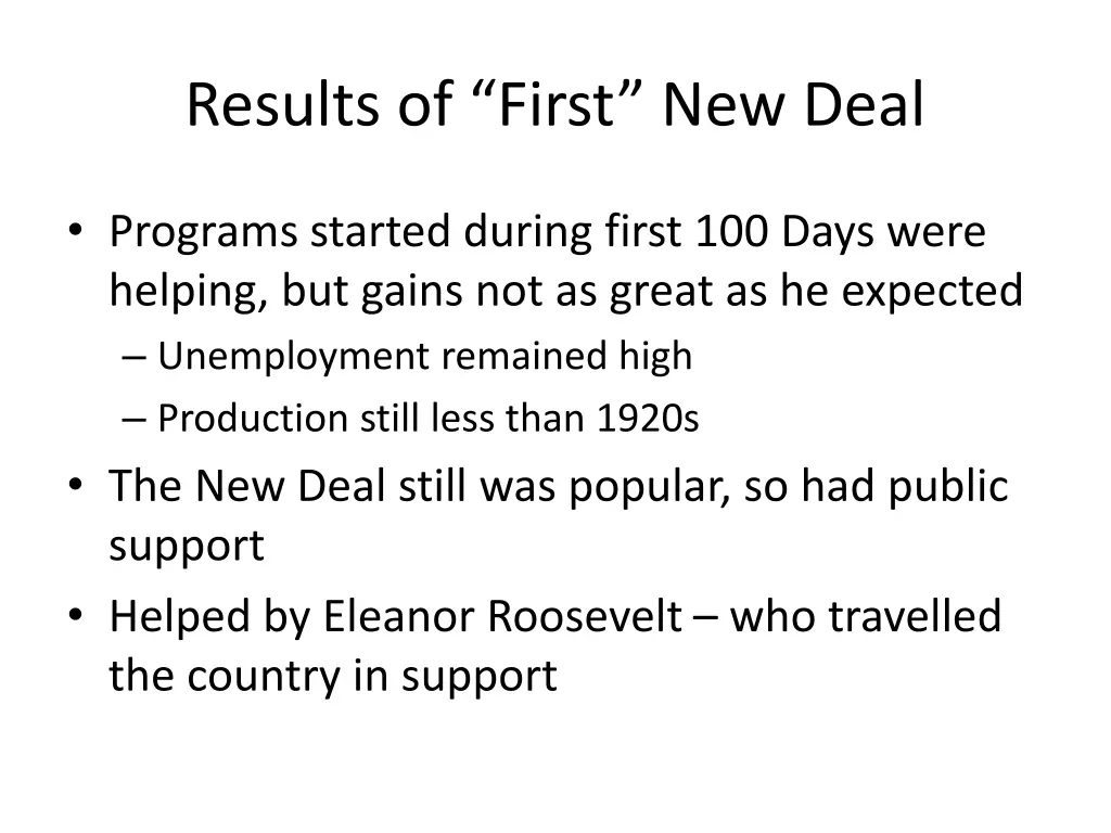 results of first new deal