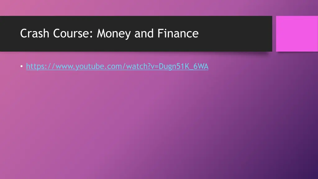 crash course money and finance