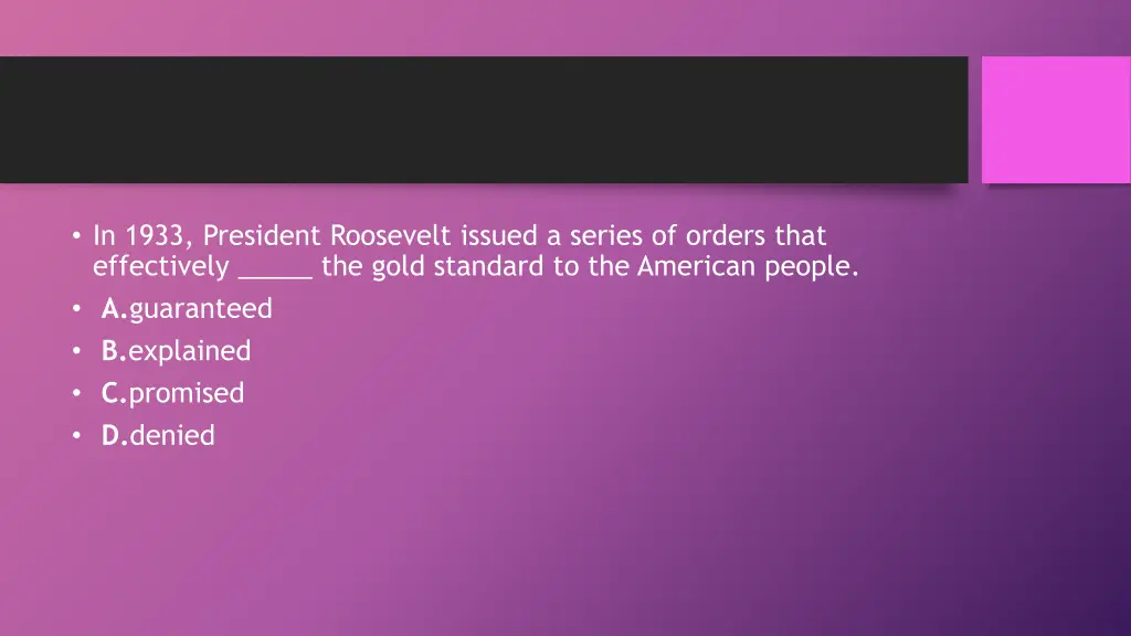 in 1933 president roosevelt issued a series