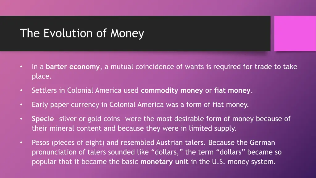 the evolution of money