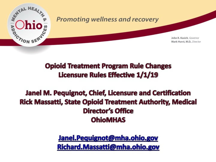 opioid treatment program rule changes licensure