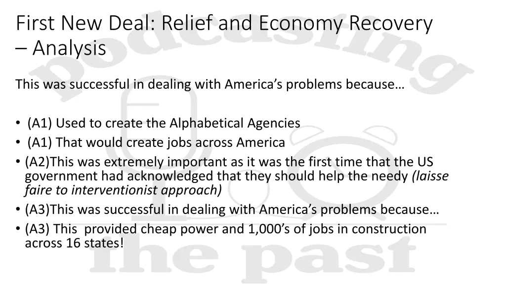 first new deal relief and economy recovery 1