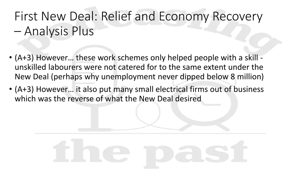 first new deal relief and economy recovery 2