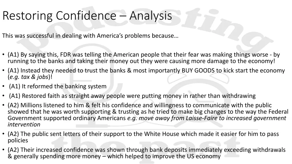 restoring confidence analysis