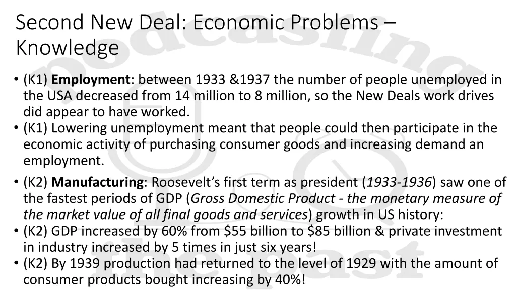 second new deal economic problems knowledge