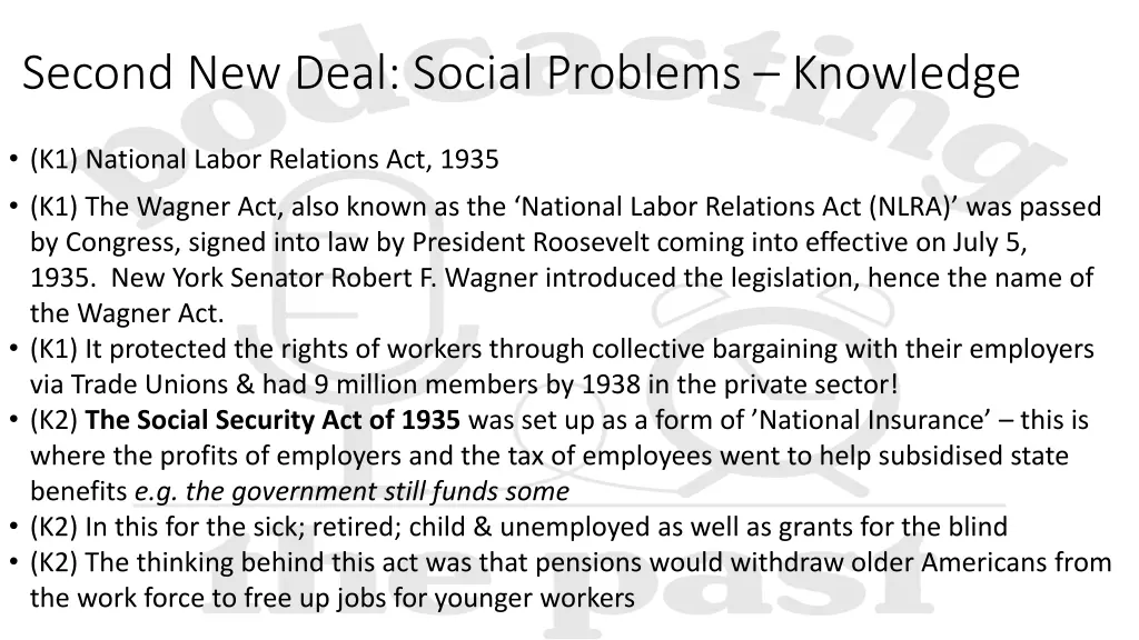 second new deal social problems knowledge