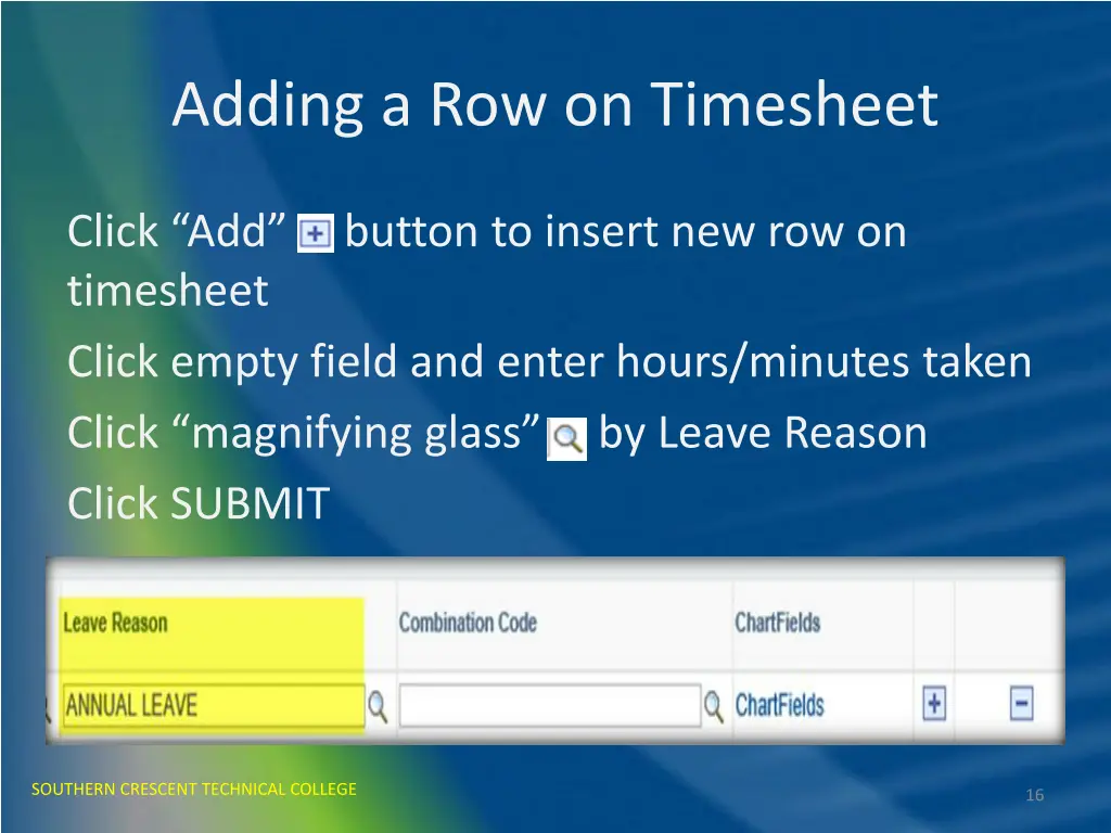 adding a row on timesheet