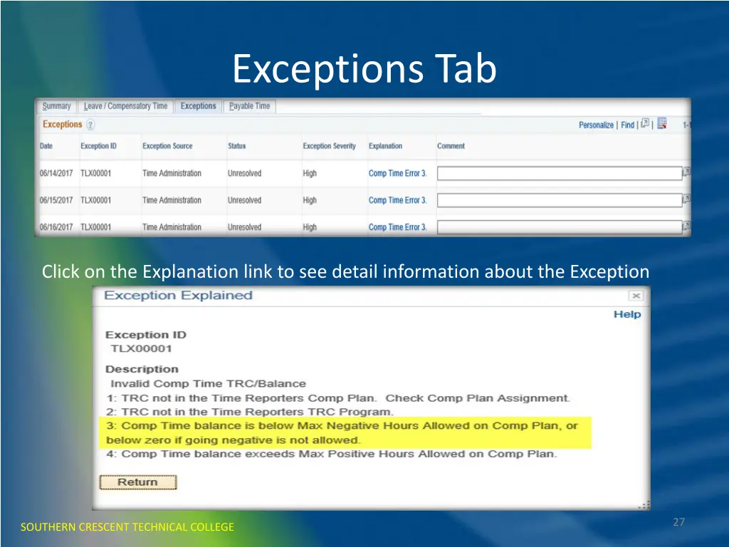 exceptions tab 2