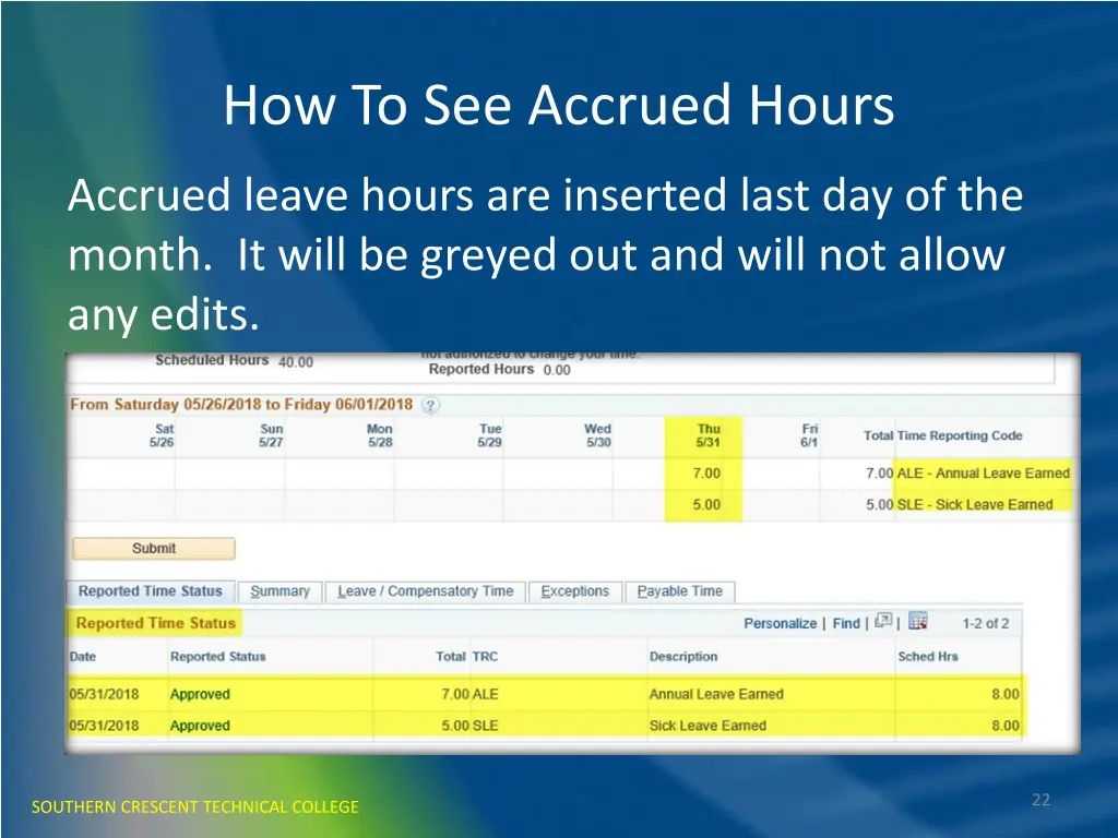 how to see accrued hours