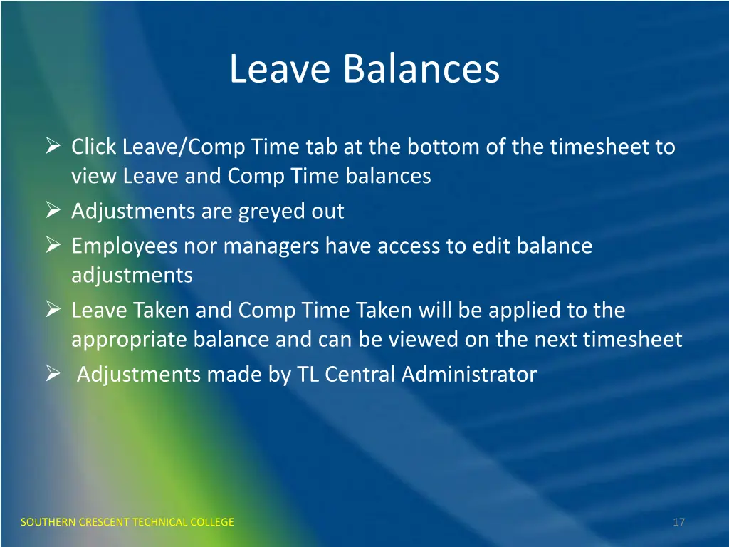 leave balances