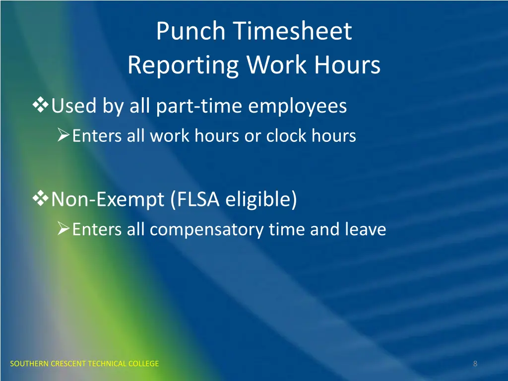 punch timesheet reporting work hours