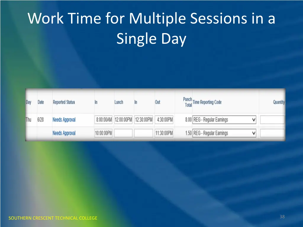 work time for multiple sessions in a single day 1