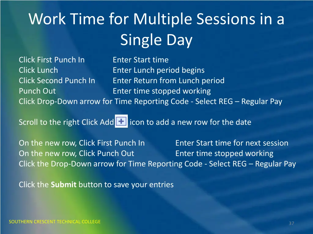 work time for multiple sessions in a single day