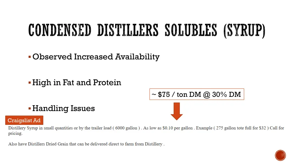 condensed distillers solubles syrup