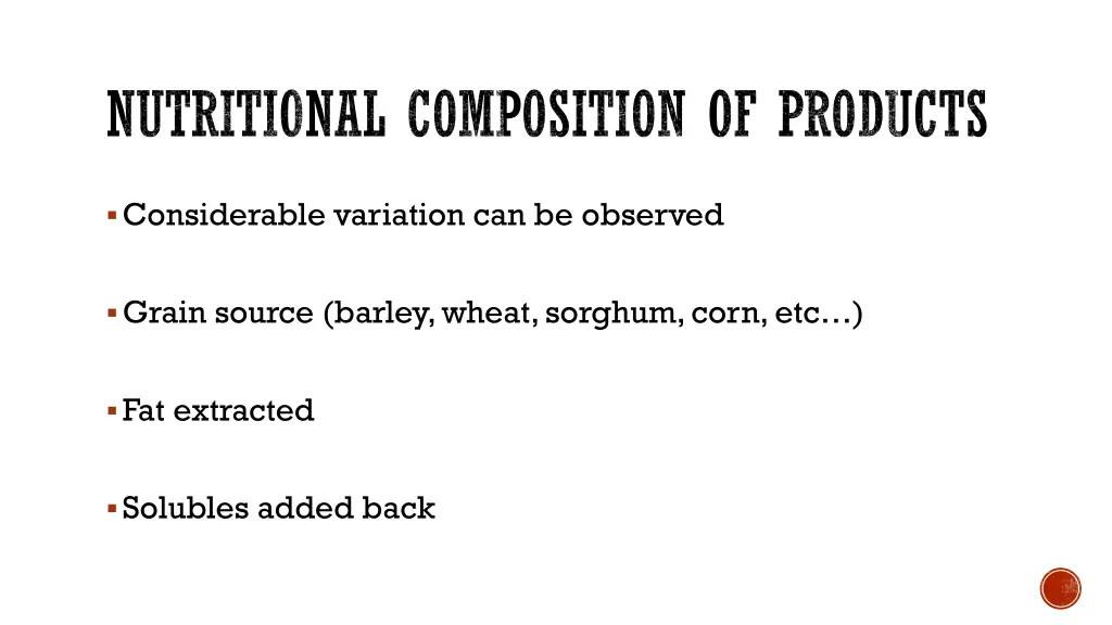 nutritional composition of products