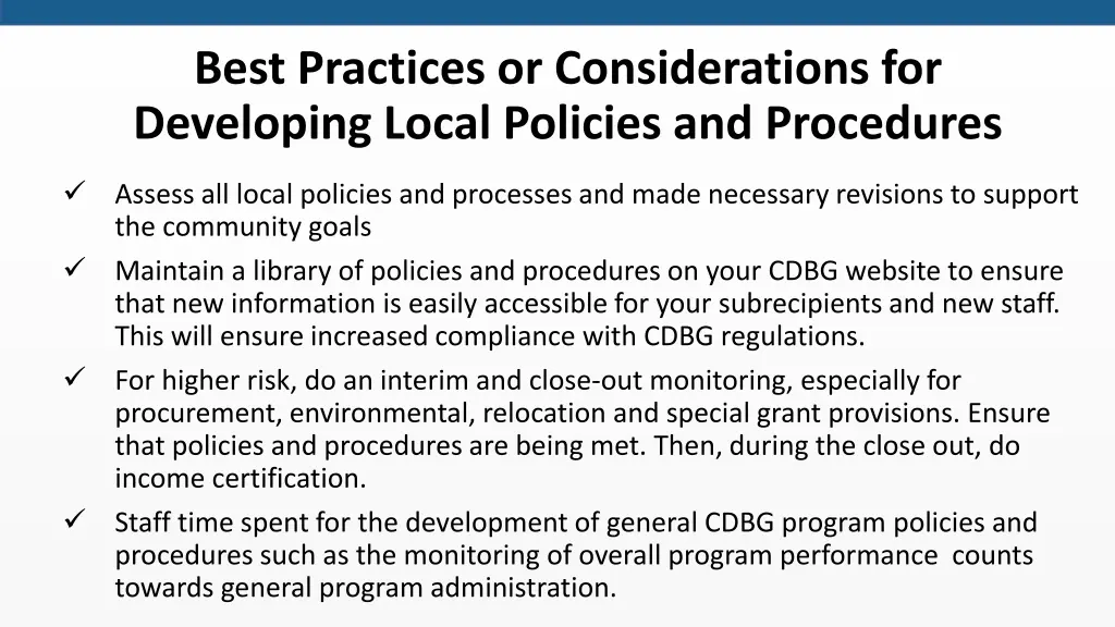 best practices or considerations for developing