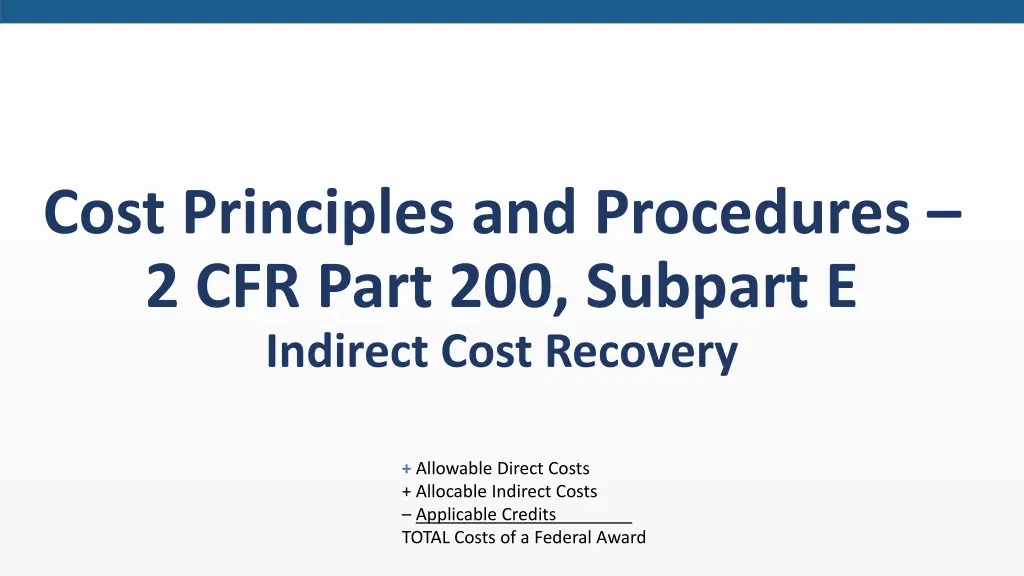 cost principles and procedures 2 cfr part