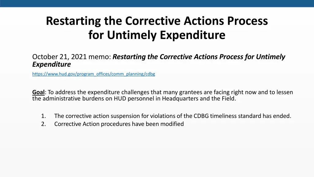 restarting the corrective actions process