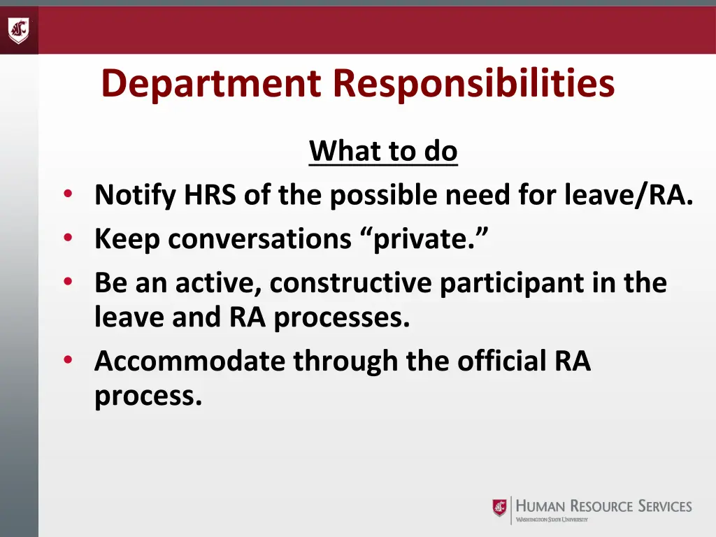 department responsibilities